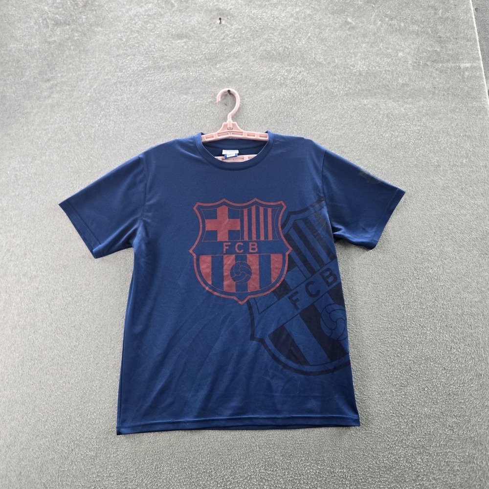 FC Barcelona Men Shirt S Blue Graphic Print Team Crest Logo Short Sleeve‎